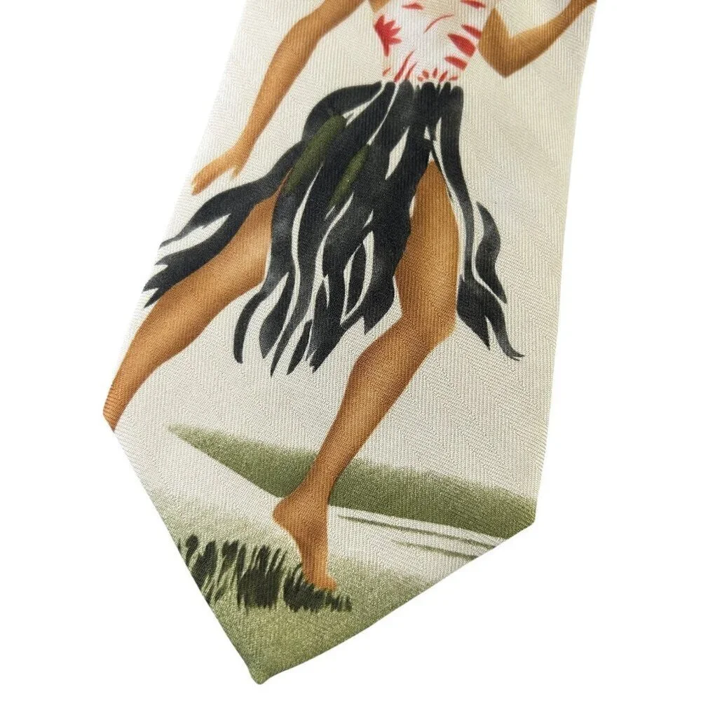 Tommy Bahama 100% Silk Hawaiian Hula Dancer Wide Tie NWT
